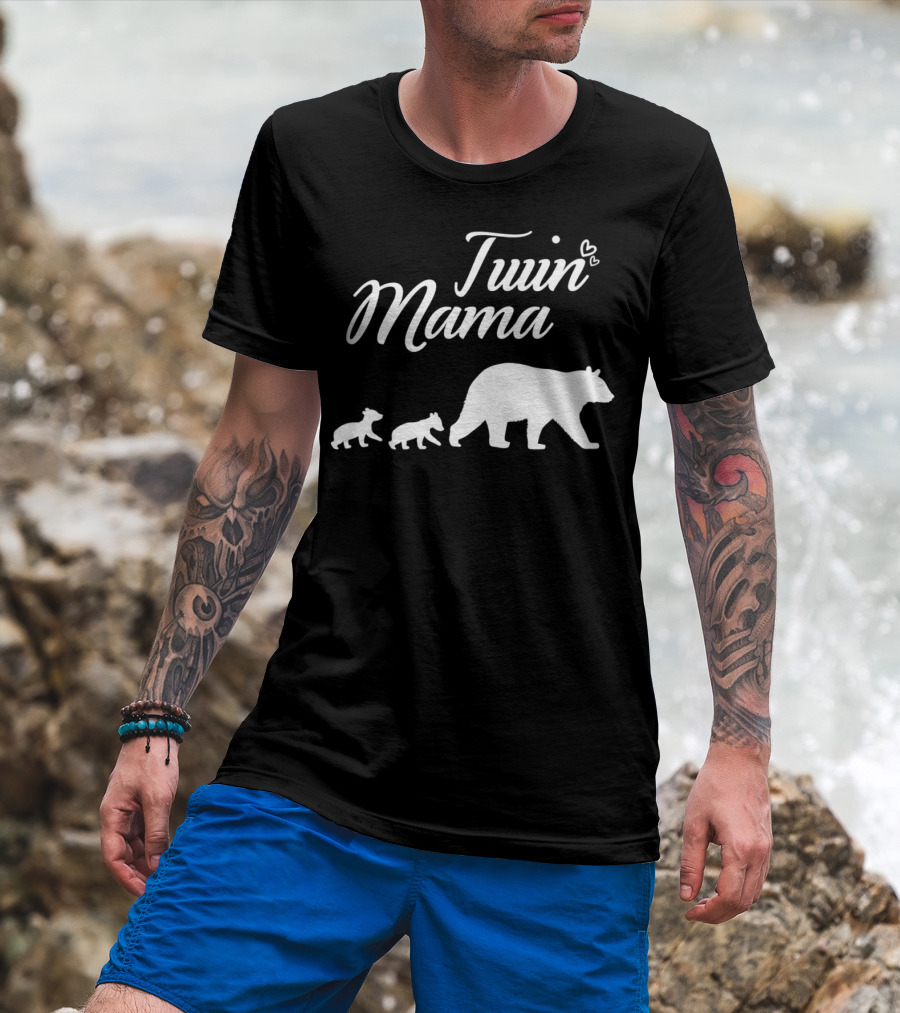 Twin Mama Bear With Cubs T-Shirt