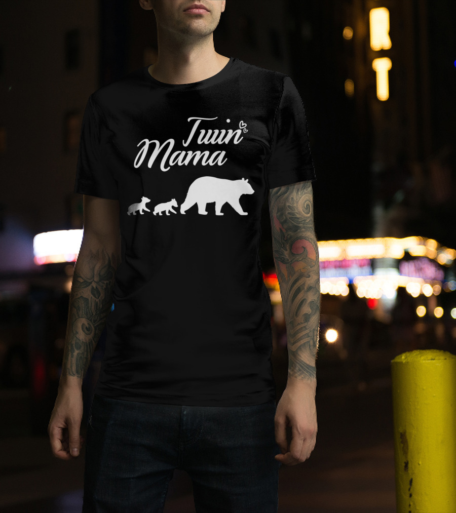 Twin Mama Bear With Cubs T-Shirt