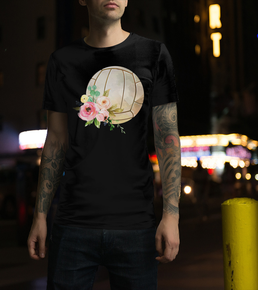 Watercolor Boho Floral Volleyball Patchwork T-Shirt