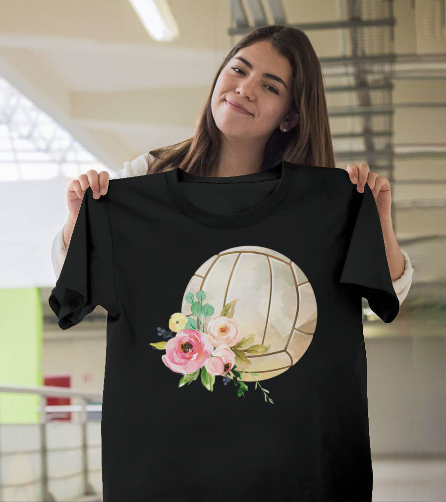 Watercolor Boho Floral Volleyball Patchwork T-Shirt