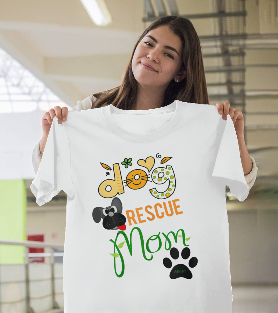 Best Dog Rescue Mom Ever Adopt Paw Prints T-Shirt