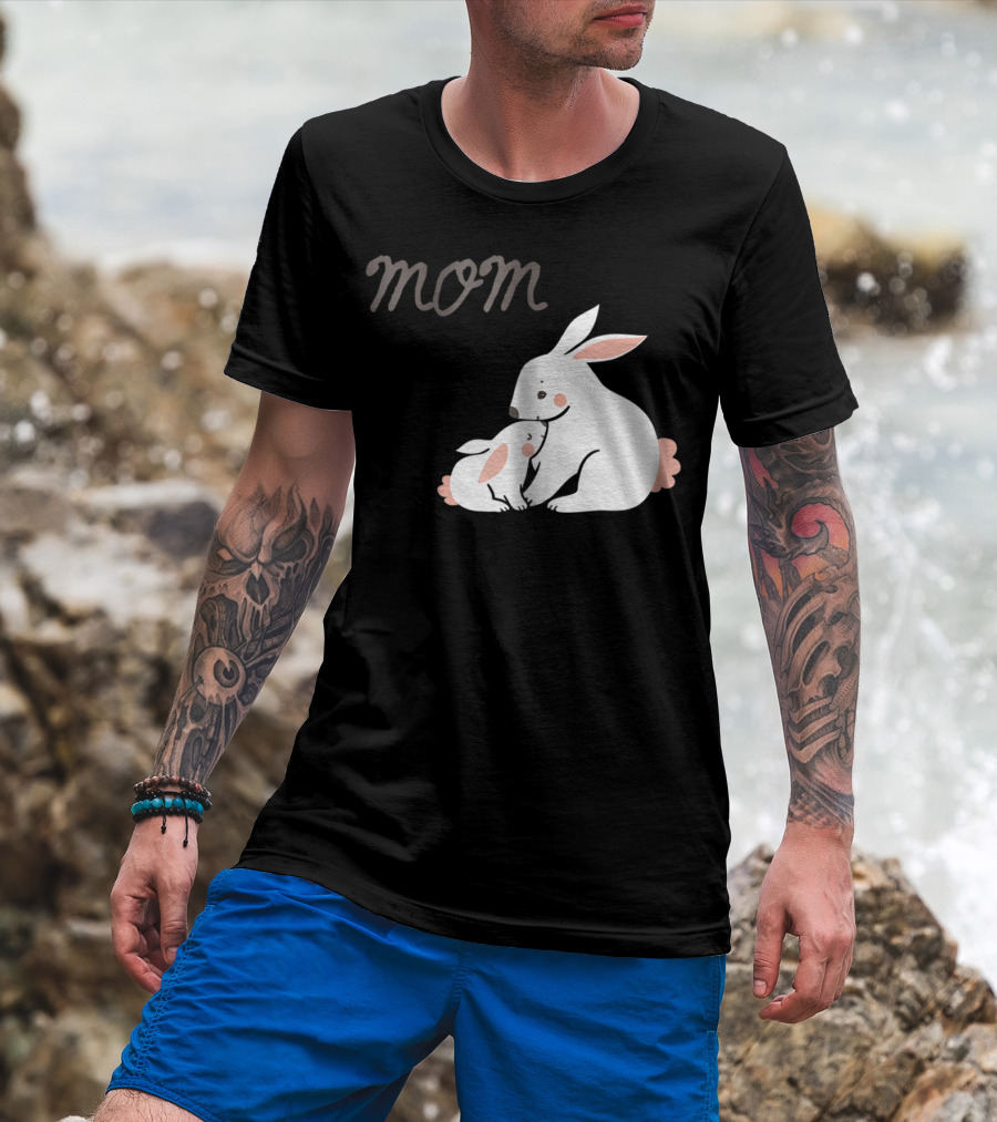 Mom Bunny And Child Hugging T-Shirt