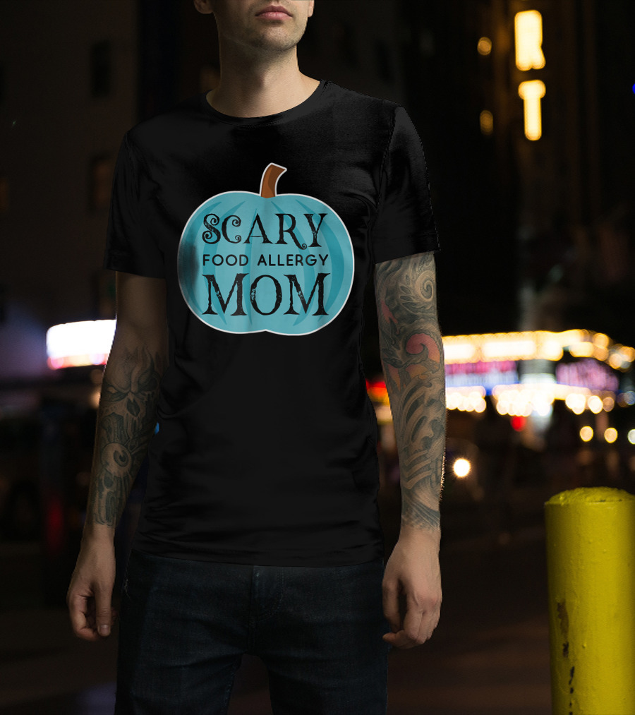 Scary Food Allergy Mom Blue Pumpkin Halloween T-Shirt