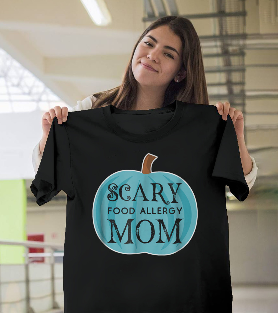 Scary Food Allergy Mom Blue Pumpkin Halloween T-Shirt