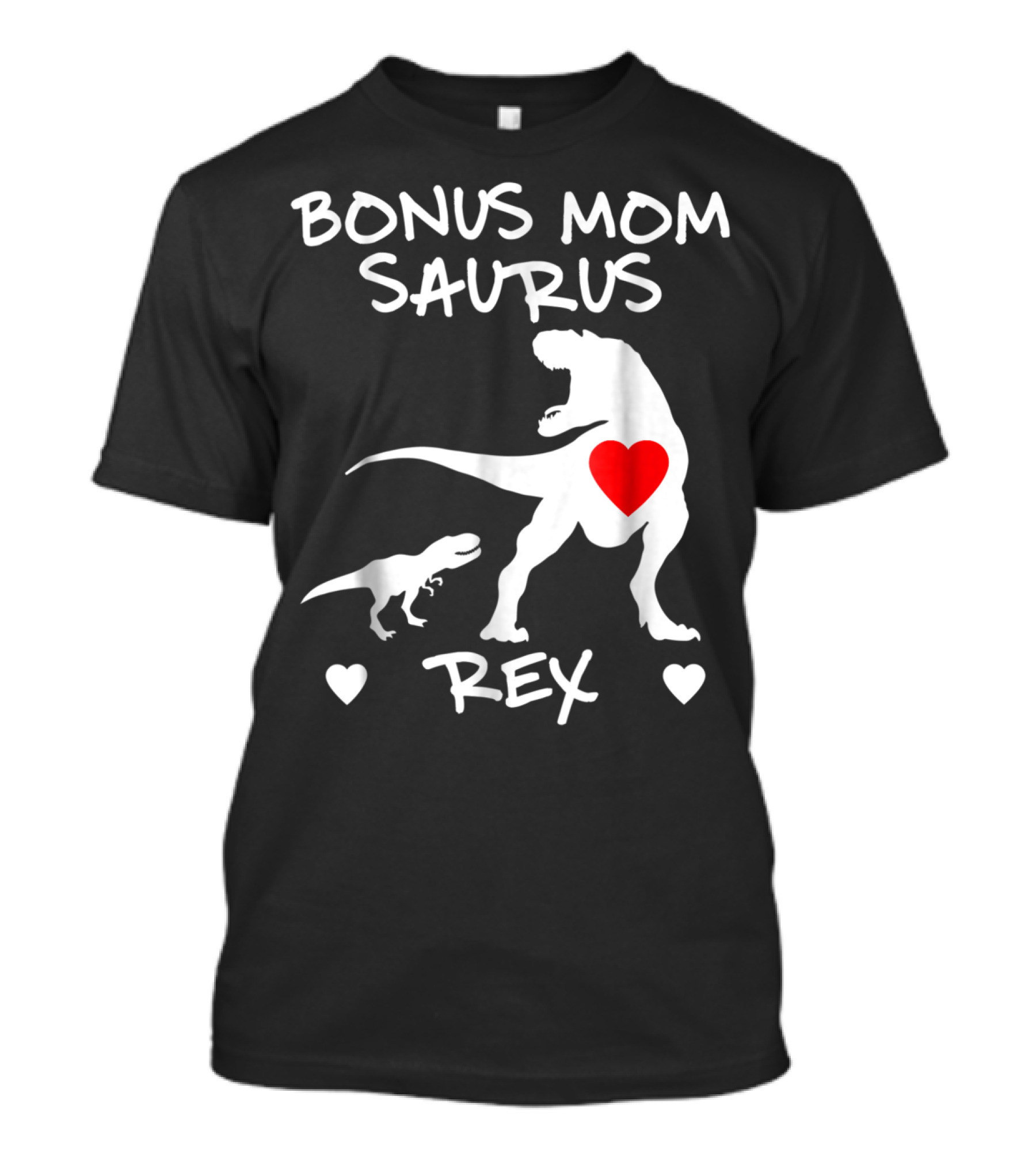 Bonus Mom Saurus Rex Dinosaur Hearts T-Shirt
