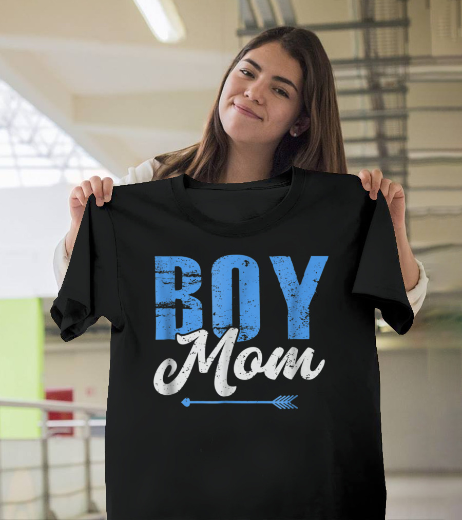 Boy Mom Bold Blue Lettering With Arrow T-Shirt