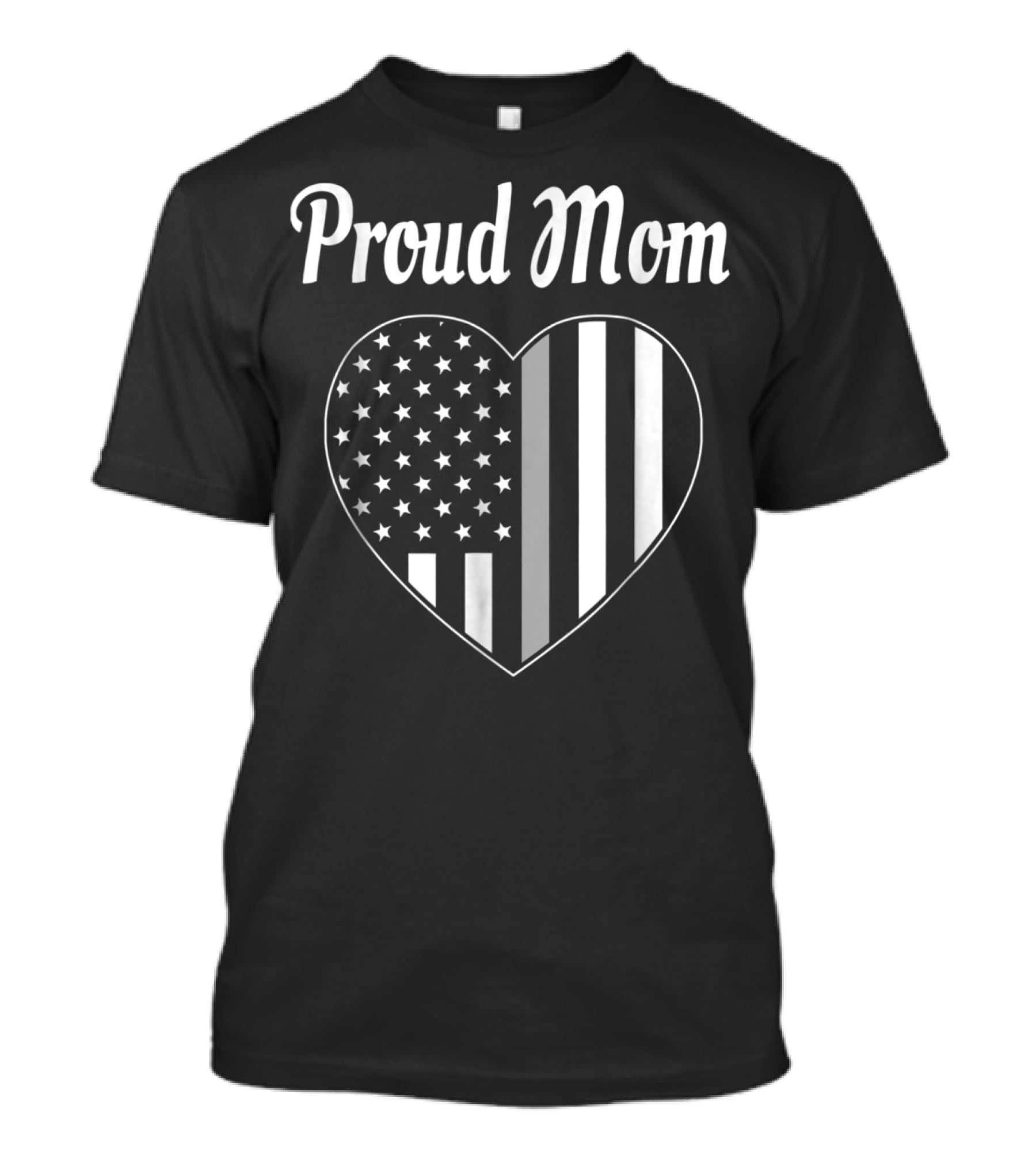 Proud Corrections Officer Mom Thin Gray Line Heart Flag T-Shirt