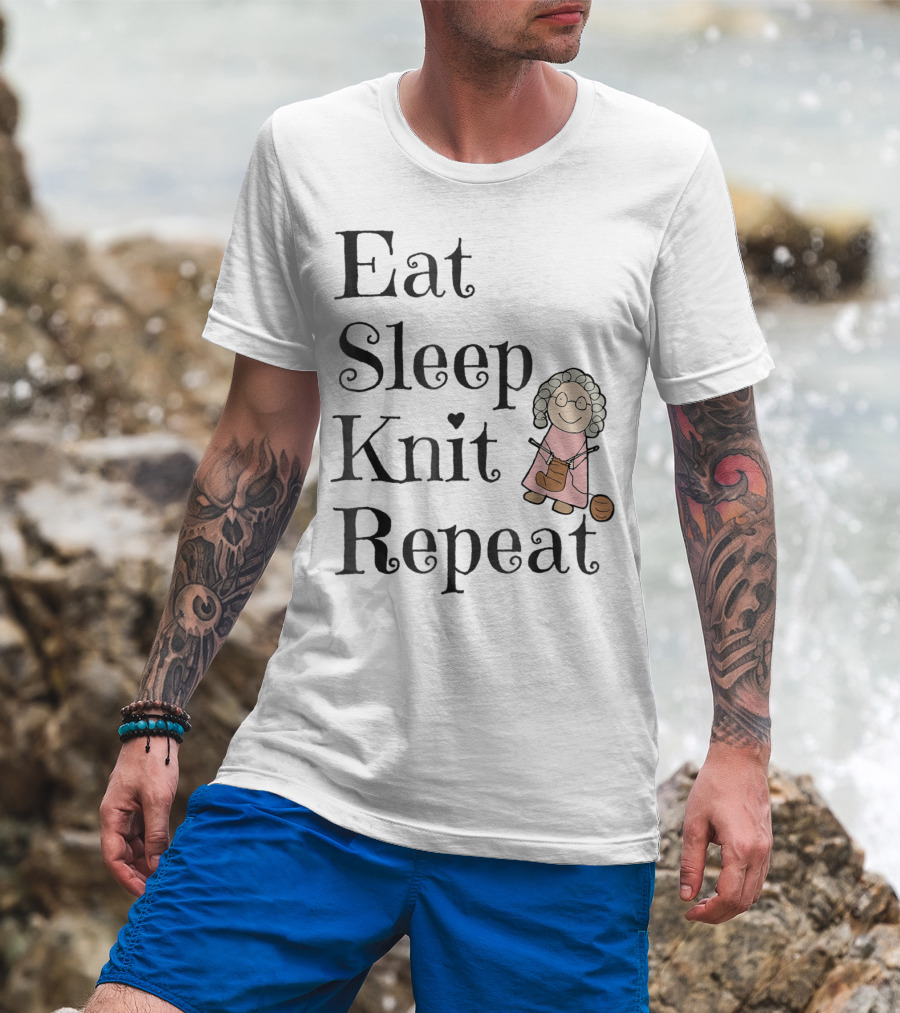 Eat Sleep Knit Repeat Knitting Grandma Cute T-Shirt