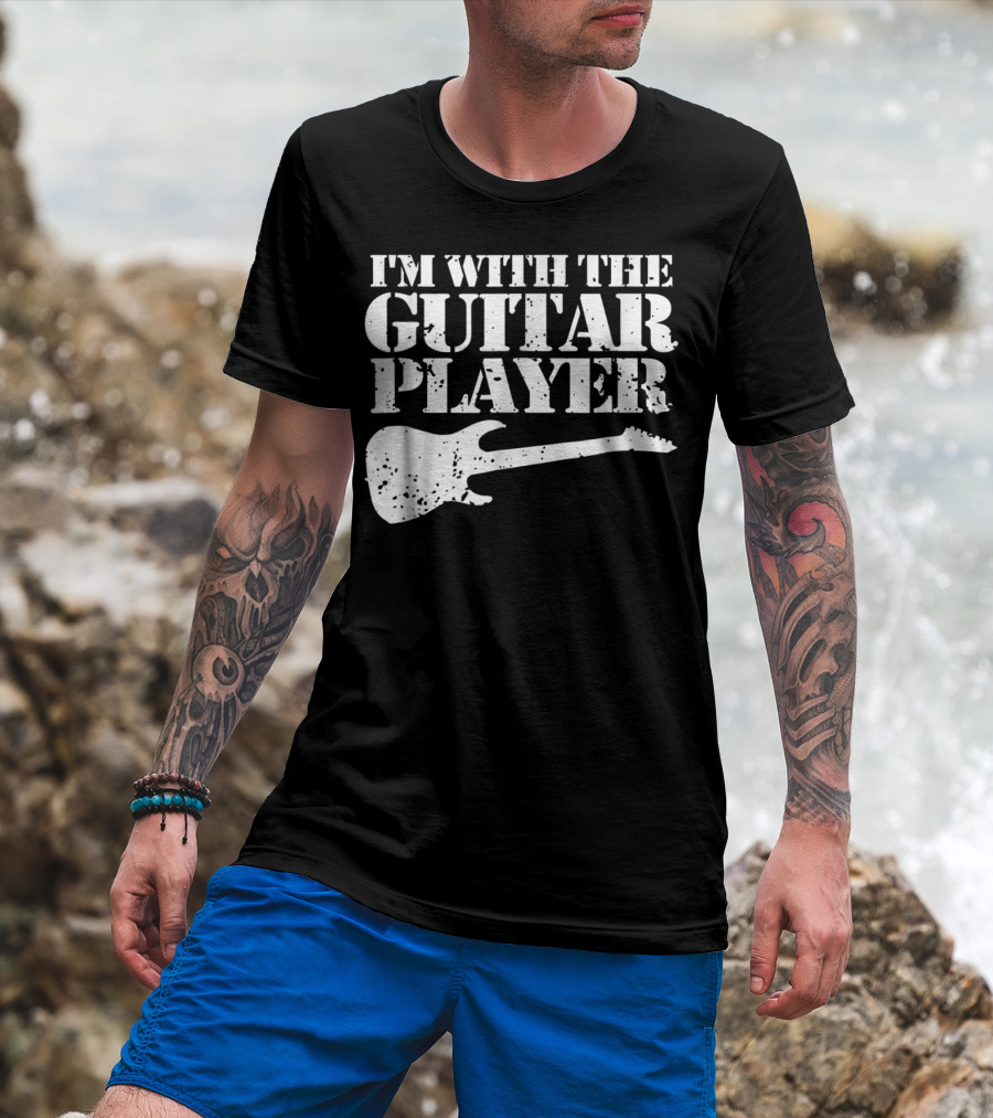 I'm With The Guitar Player Funny Cool Musician Wife Mom Dad8 T-Shirt