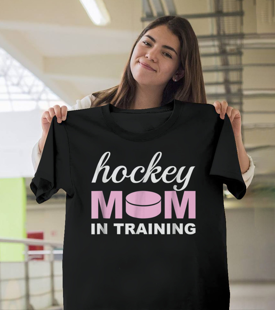 Hockey MOM in Training with Pink Puck T-Shirt
