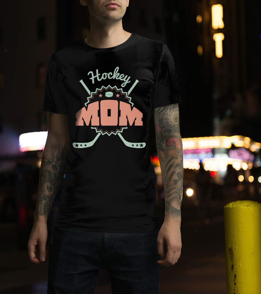 Hockey Mom Mother Parent Ice Skates Stars Puck T-Shirt