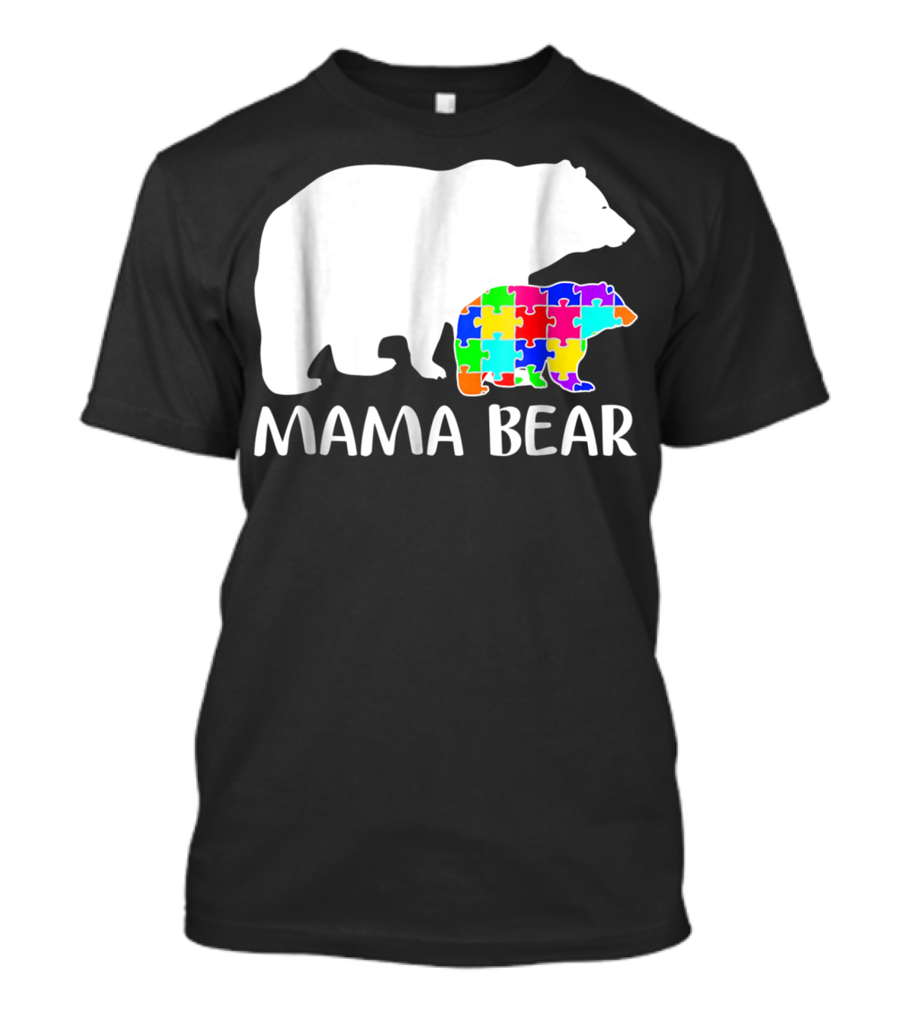 Mama Bear Puzzle Piece Autism Awareness Mother7 T-Shirt