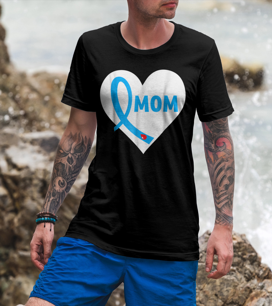 Proud Mom Mama Mother Of A Type 1 2 Diabetes Diabetic Heart T-Shirt