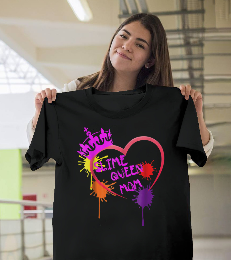 Slime Queen Mom Birthday Theme9 Heart Splatter Crown T-Shirt