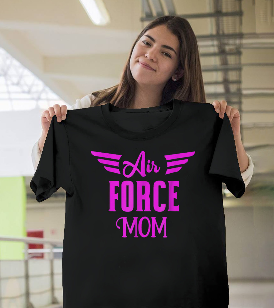 US Air Force Pink Proud Air Force Mom Wings T-Shirt