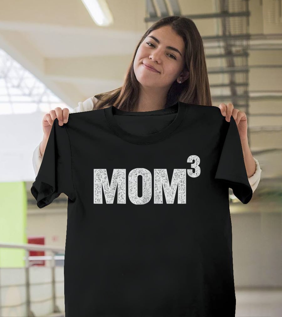 Distressed Mom Cubed Mom Of Three Equation T-Shirt