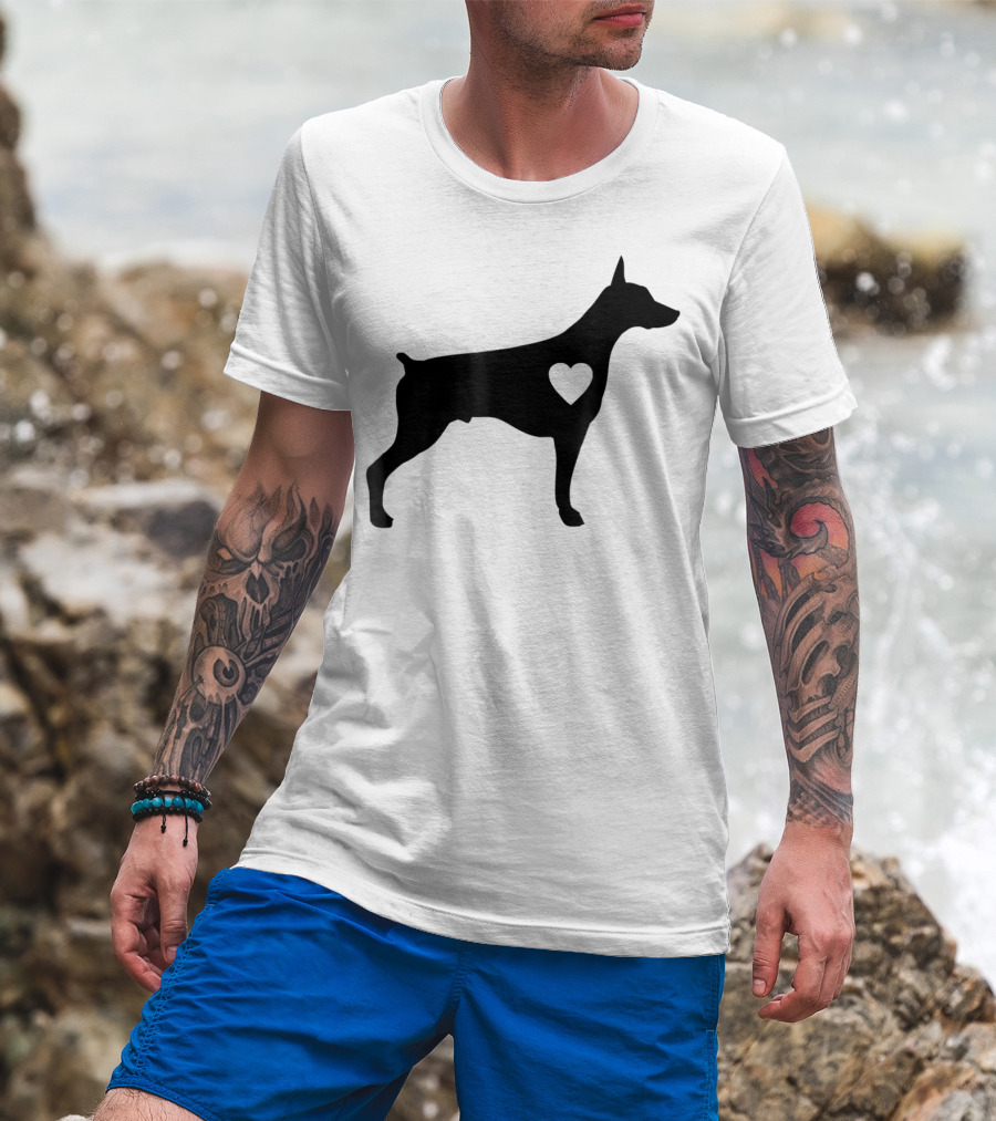 Doberman Heart Love Silhouette Dog Mom90 T-Shirt
