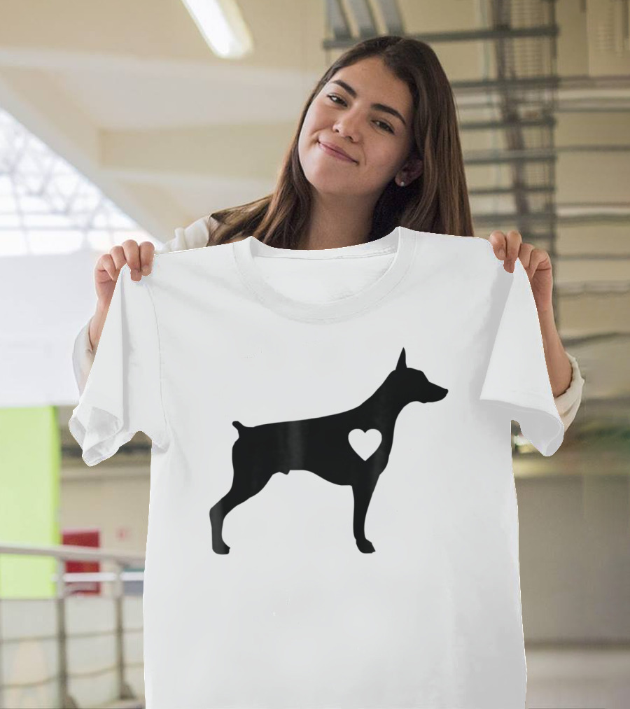 Doberman Heart Love Silhouette Dog Mom90 T-Shirt