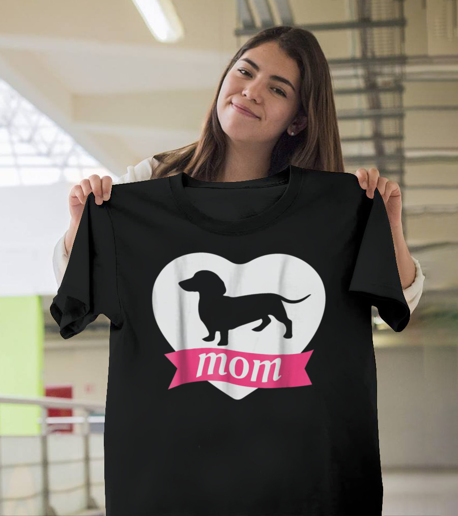 DACHSHUND MOM Heart Silhouette Vintage Fleece T-Shirt