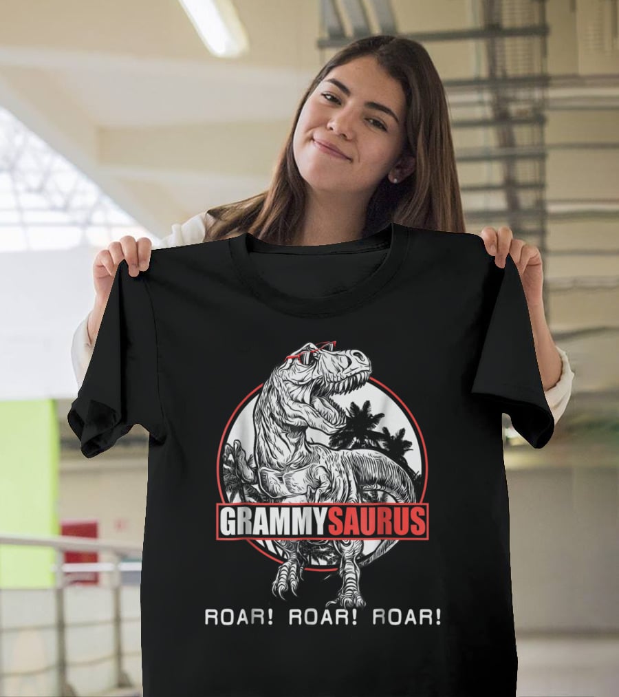 Grammysaurus Roar Roar Roar Rex Dinosaur Palm Trees Red Glasses T-Shirt