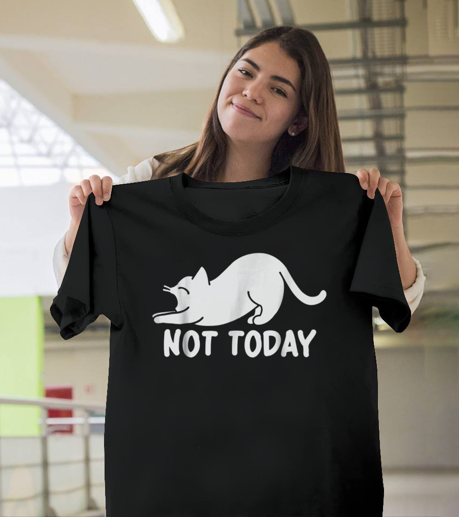 Lazy Cat Not Today Cat Lovers Cat Lady Cat T-Shirt