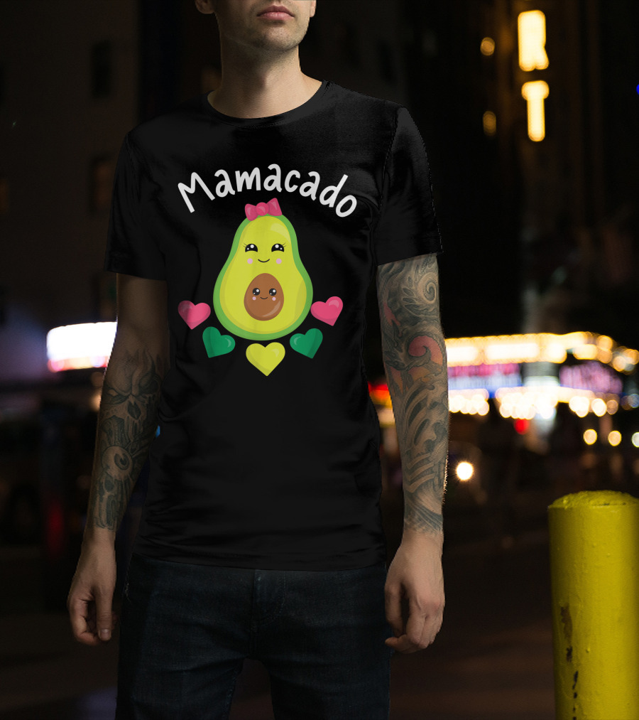 Mamacado Cute Avocado Lover Vegan Vegetarian Heart T-Shirt