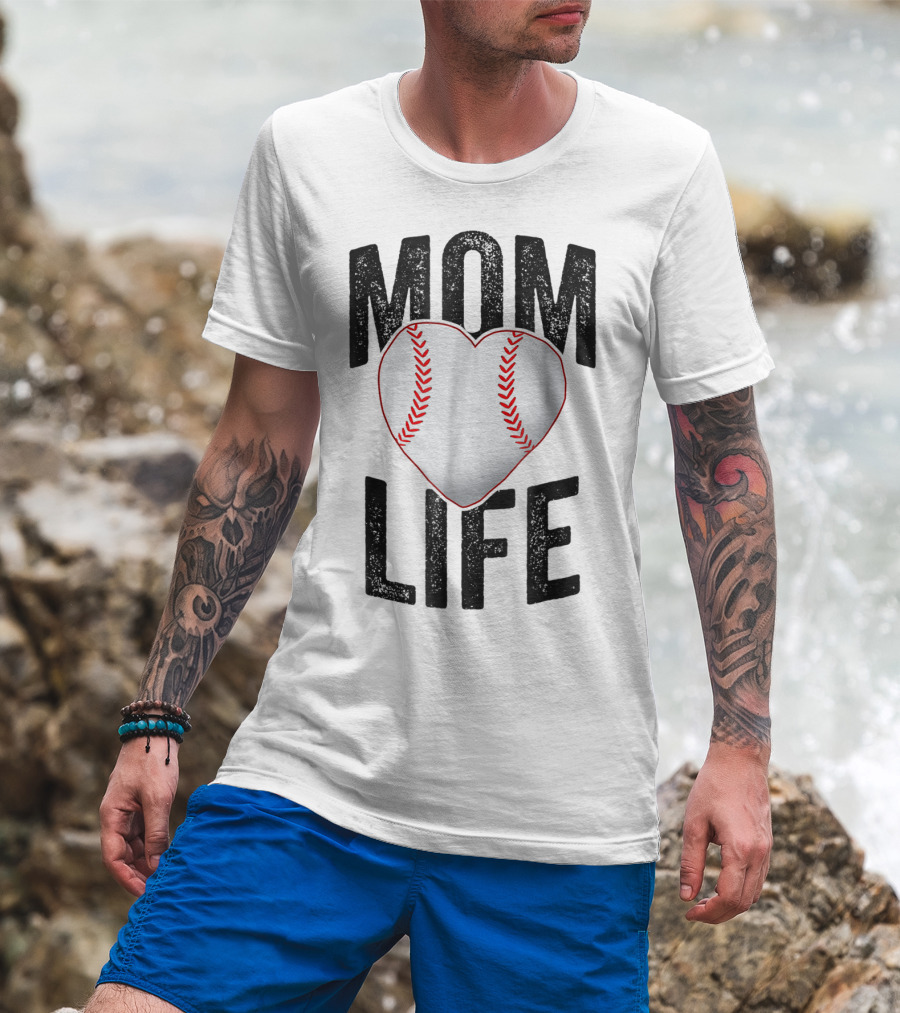 Mom Life Baseball Heart Mother Mama Player Team Heart25 T-Shirt