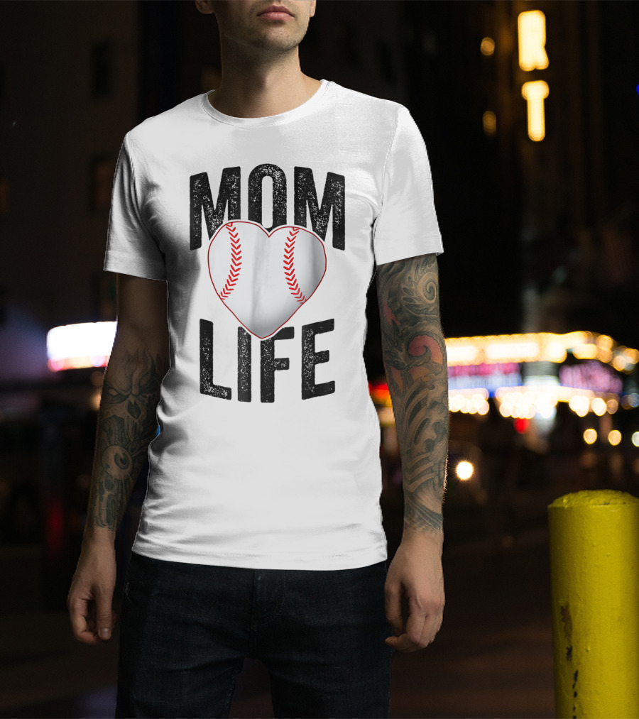 Mom Life Baseball Heart Mother Mama Player Team Heart25 T-Shirt