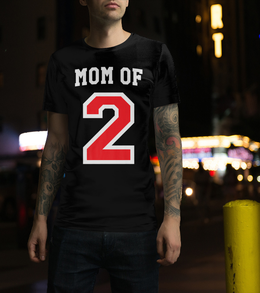 Mom Of 2 Kids Baseball Mom Sports Jersey T-Shirt
