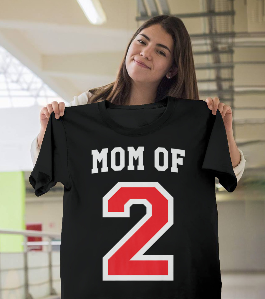 Mom Of 2 Kids Baseball Mom Sports Jersey T-Shirt