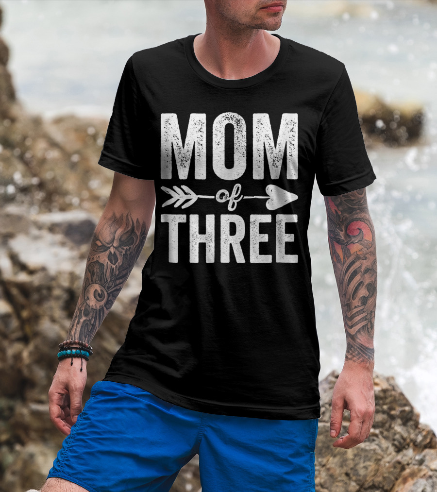 Mom Of Three Arrow Heart T-Shirt