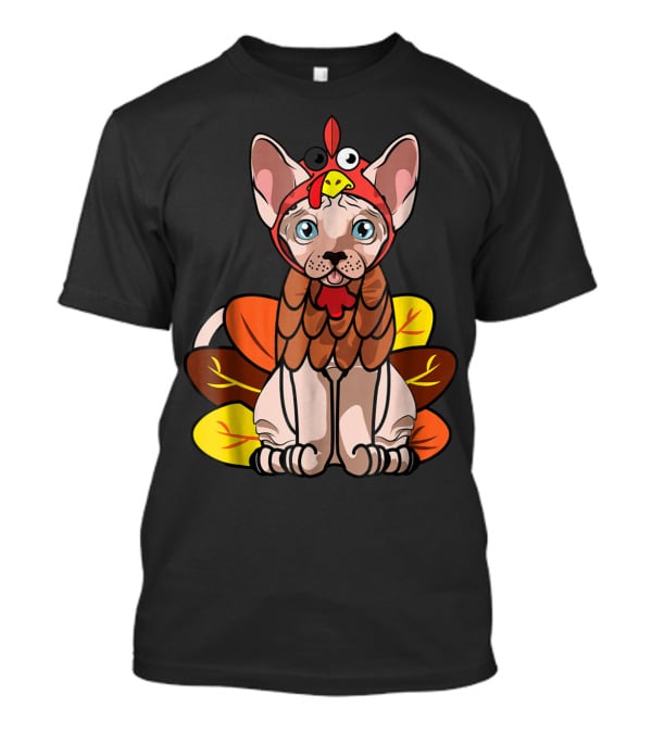 Thanksgiving Turkey Costume Sphynx Cat For Cat Mom Owner T-Shirt