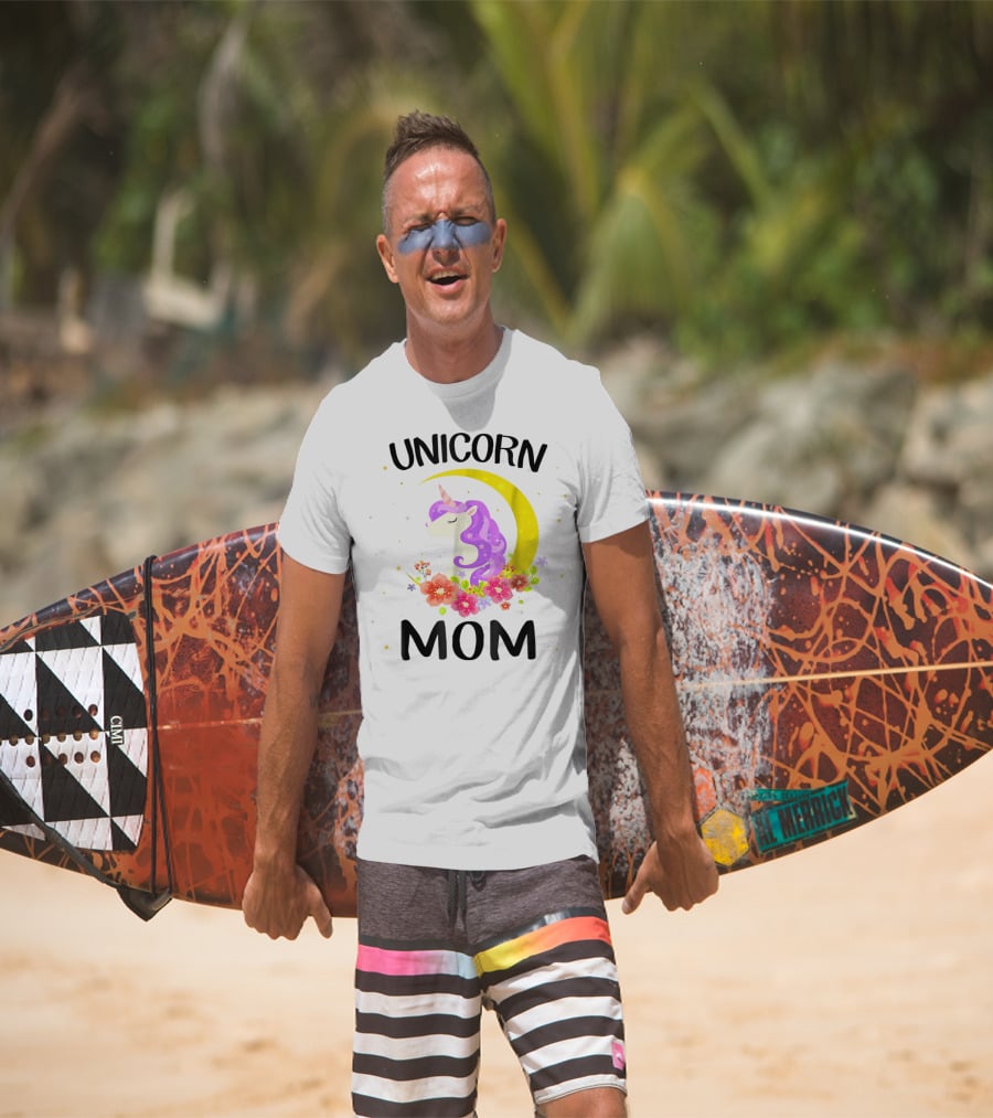 Unicorn Mom Moon Floral Magic T-Shirt