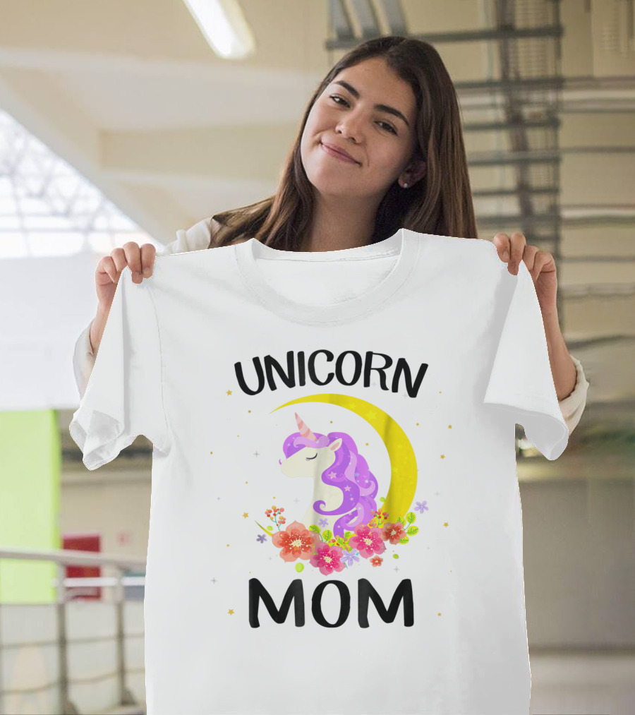 Unicorn Mom Moon Floral Magic T-Shirt
