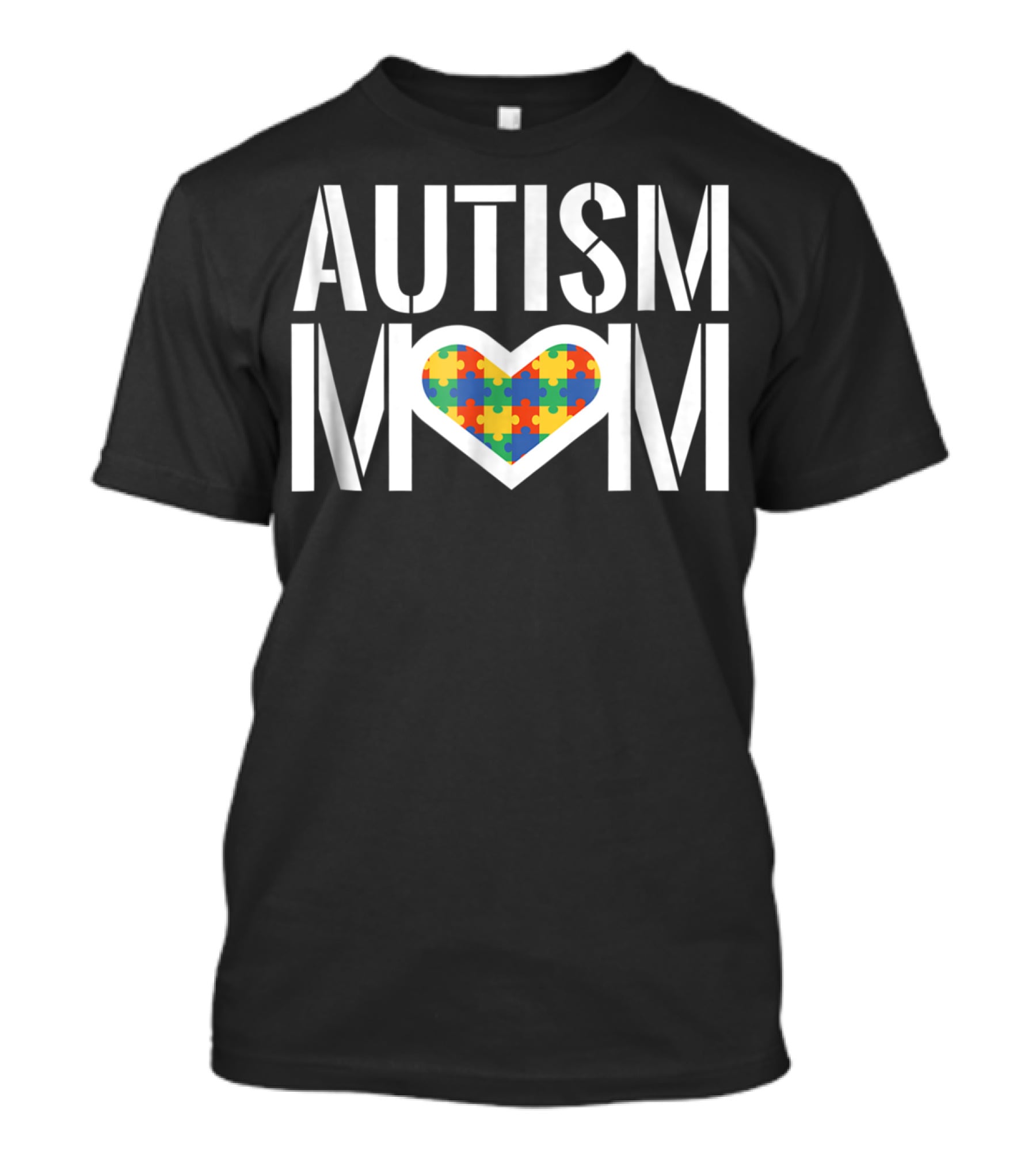 Autism Mom Heart With Colorful Puzzle Piece T-Shirt