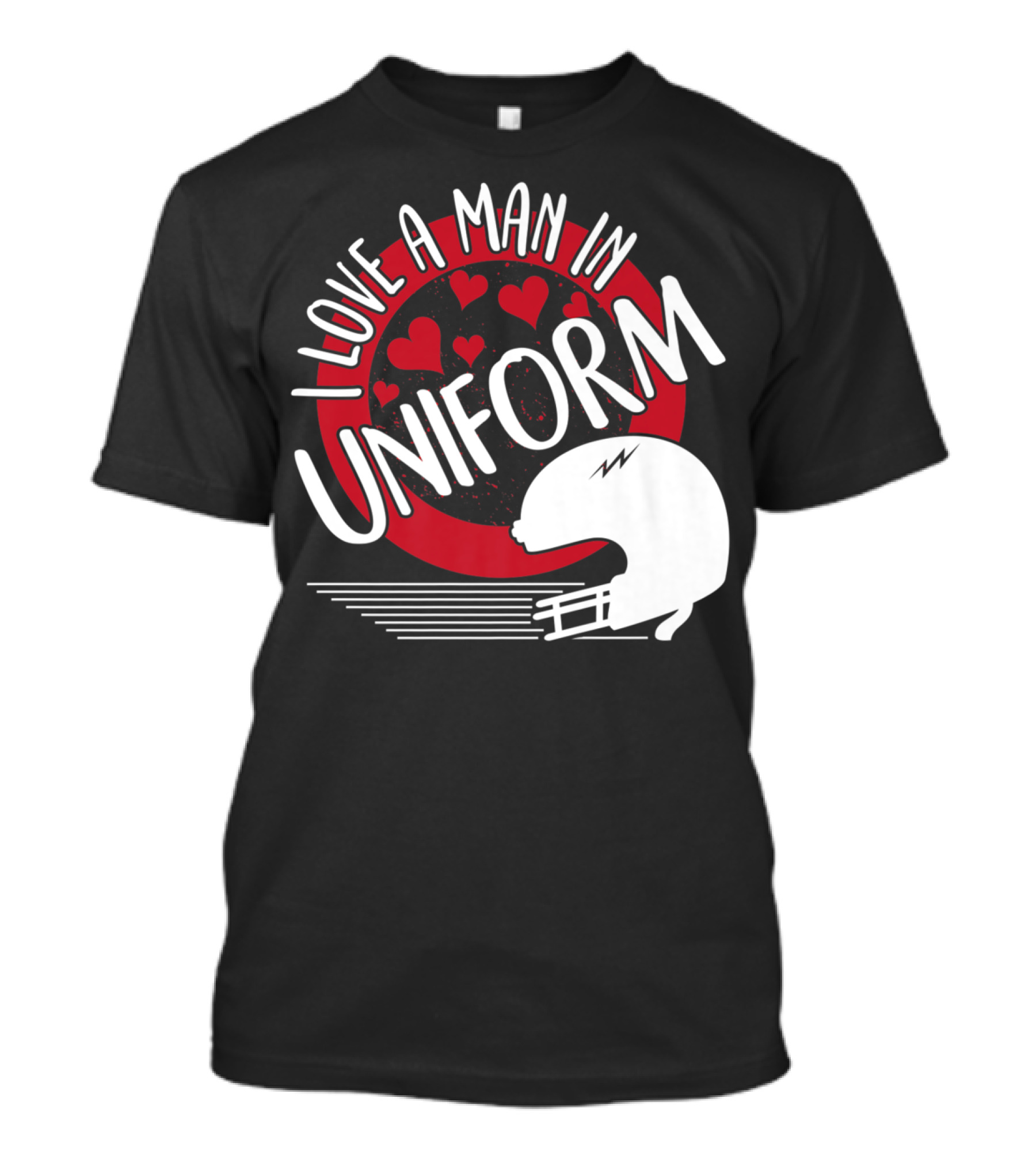 I Love A Man In Uniform Football Player Helmet Hearts Mom35 T-Shirt