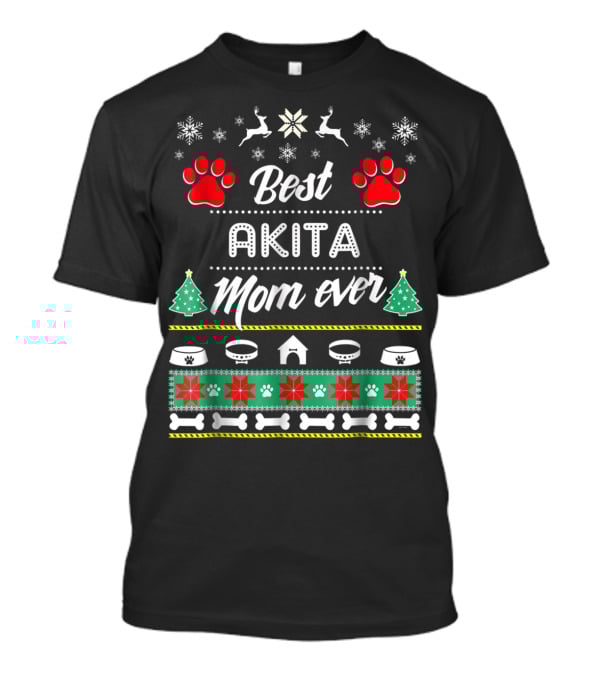 Best Akita Mom Ever Ugly Christmas T-Shirt