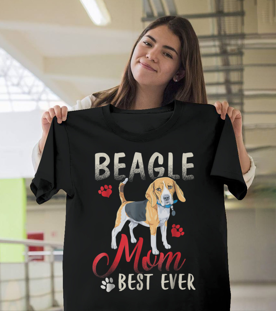 Beagle Mom Best Ever Beagle Dog With Paw Prints T-Shirt