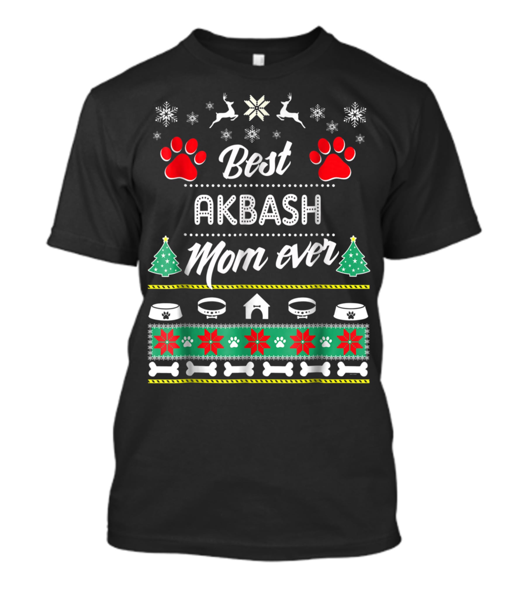 Best Akbash Mom Ever Christmas Paws And Snowflakes T-Shirt