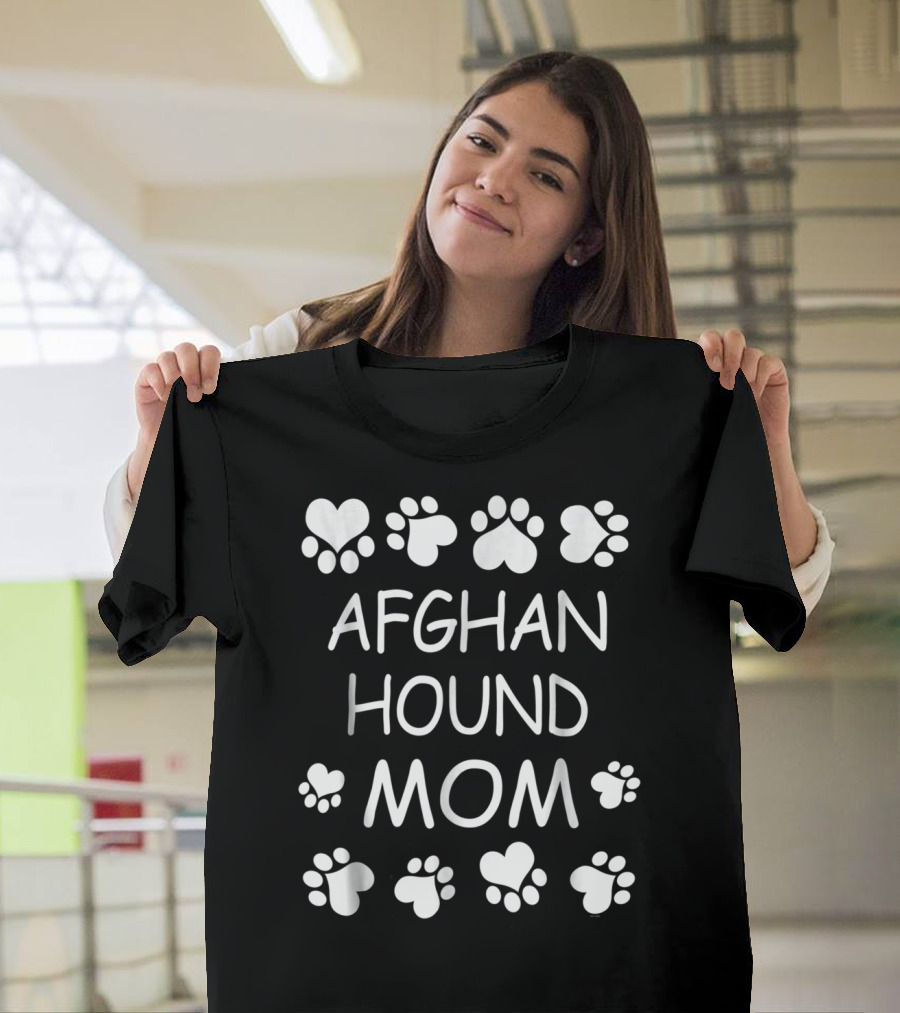 Afghan Hound Mom Paw Heart Design For Christmas Birthday T-Shirt