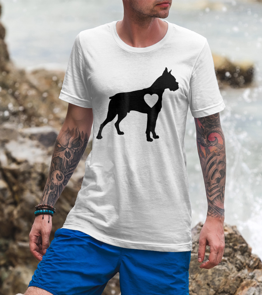 Boxer Dog Heart Silhouette Design For Loving Dog Moms T-Shirt
