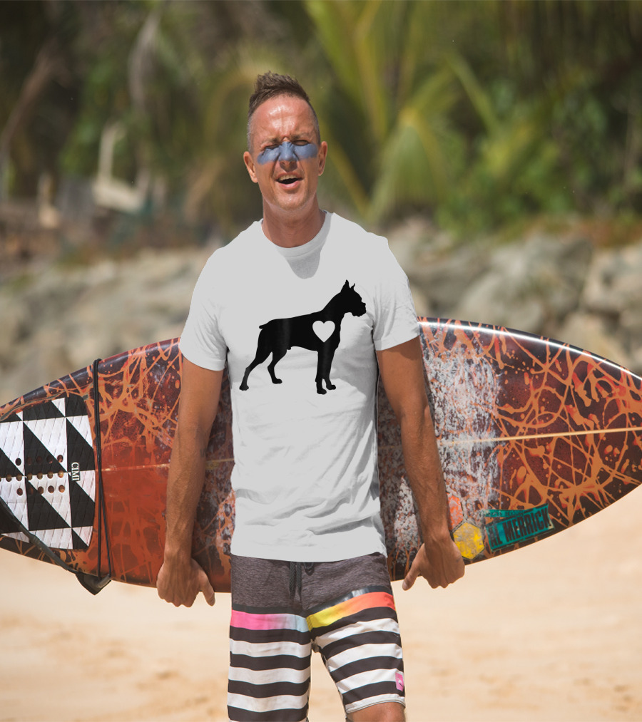 Boxer Dog Heart Silhouette Design For Loving Dog Moms T-Shirt