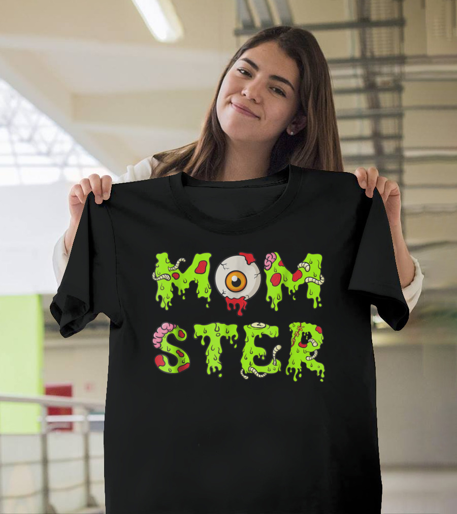 Momster49 Funny Halloween Monster Eye Slime Text T-Shirt