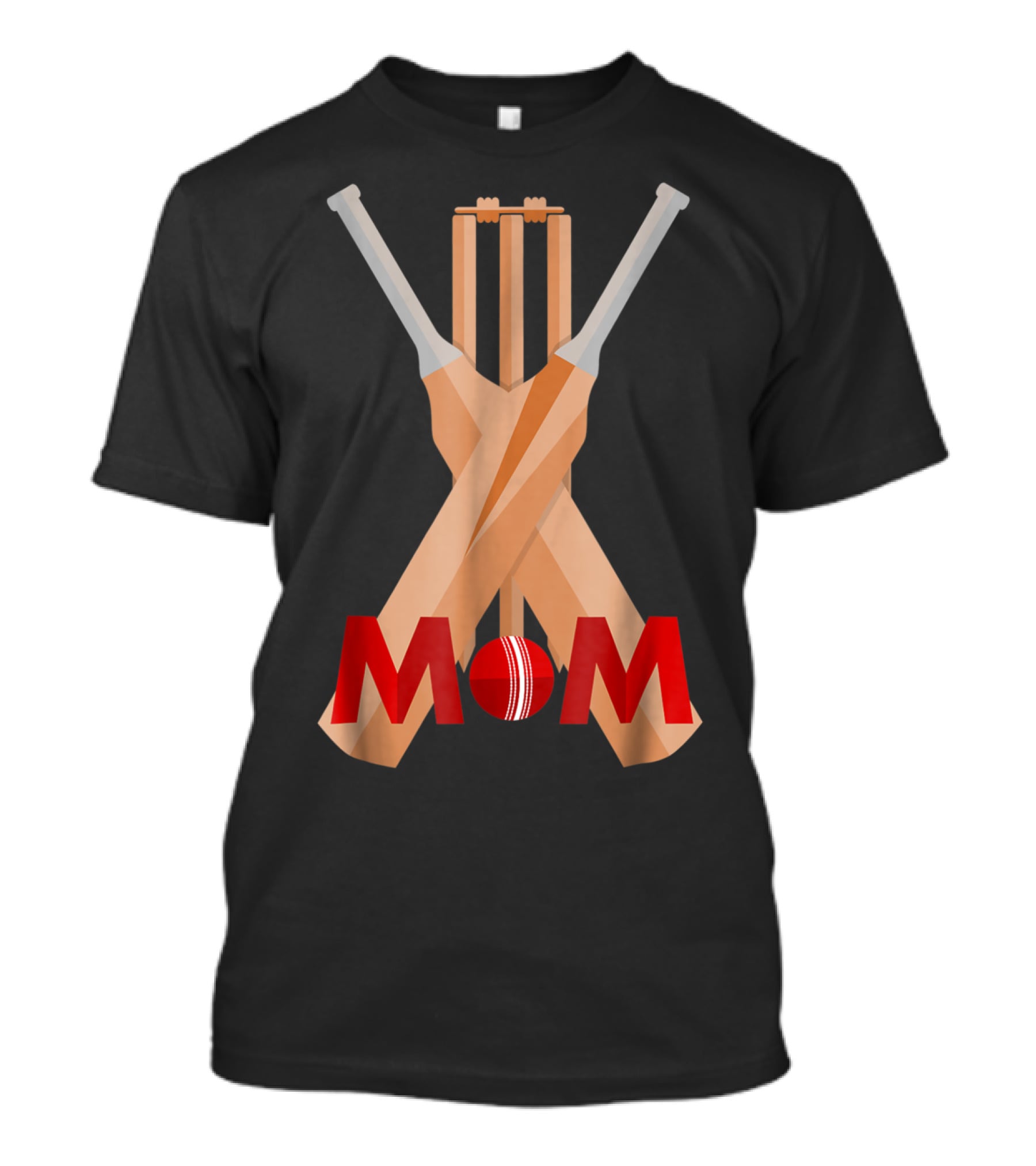 Cricket Mom Stumps Bats Red Ball T-Shirt