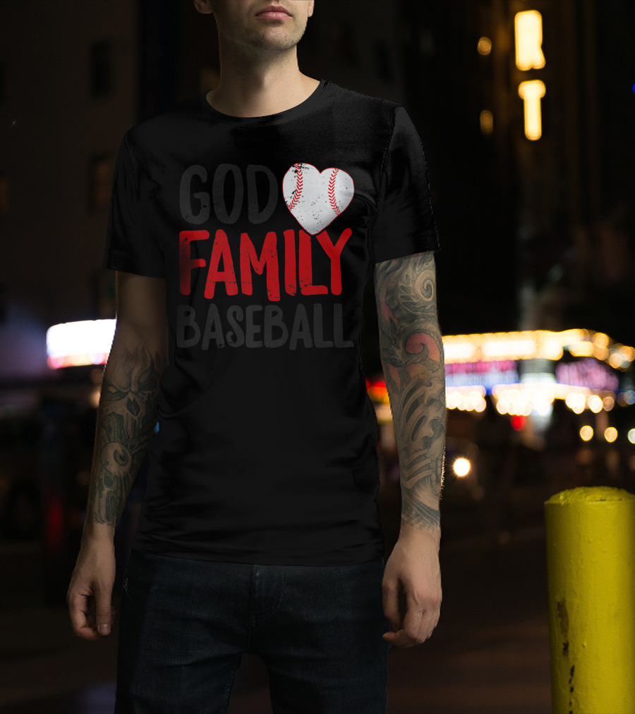 God Family Baseball Mom Mother Dad Father Coach27 Heart Baseball T-Shirt