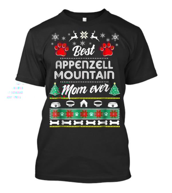 Best Appenzell Mountain Mom Ever Christmas Reindeer And Dog Paw Decorations T-Shirt