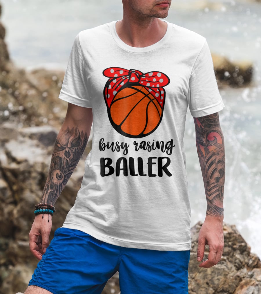 Busy Raising Baller Basketball Bandana Bow T-Shirt