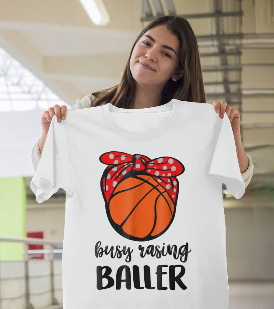 Busy Raising Baller Basketball Bandana Bow T-Shirt