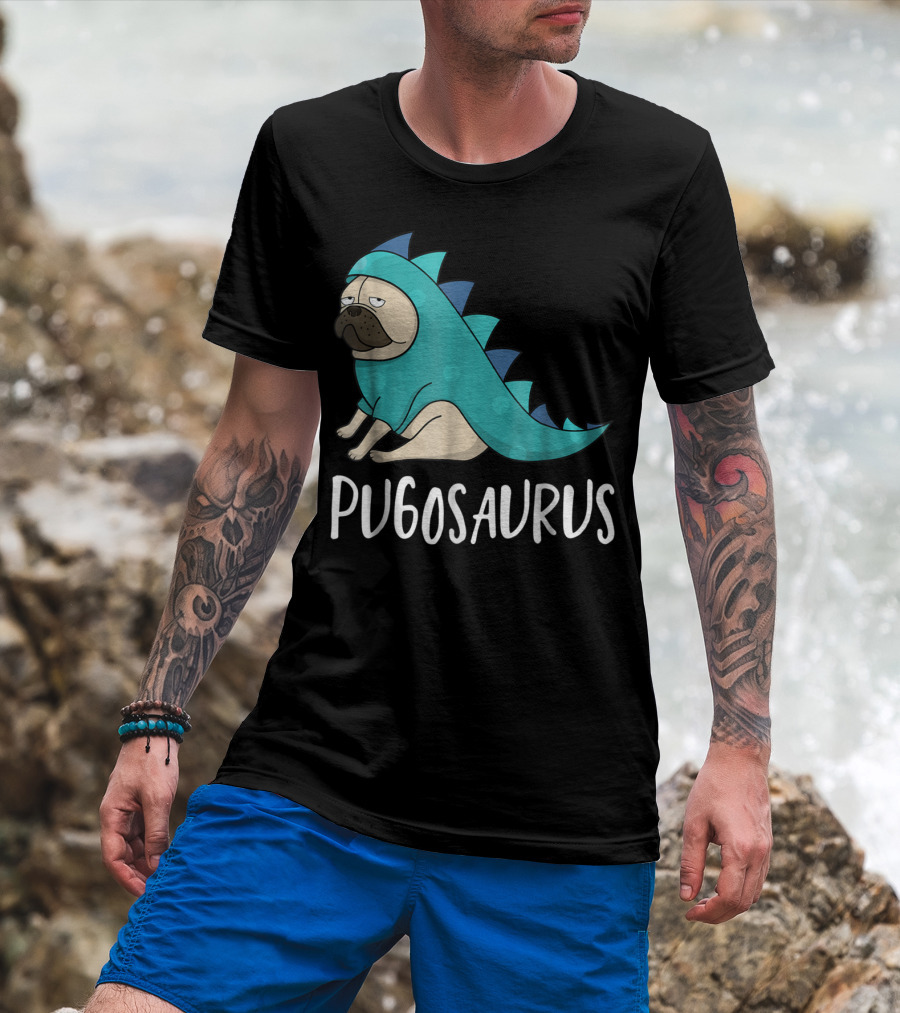 Pugosaurus Funny Pug Dog Mom Dino Dinosaur Puppy Lover T-Shirt