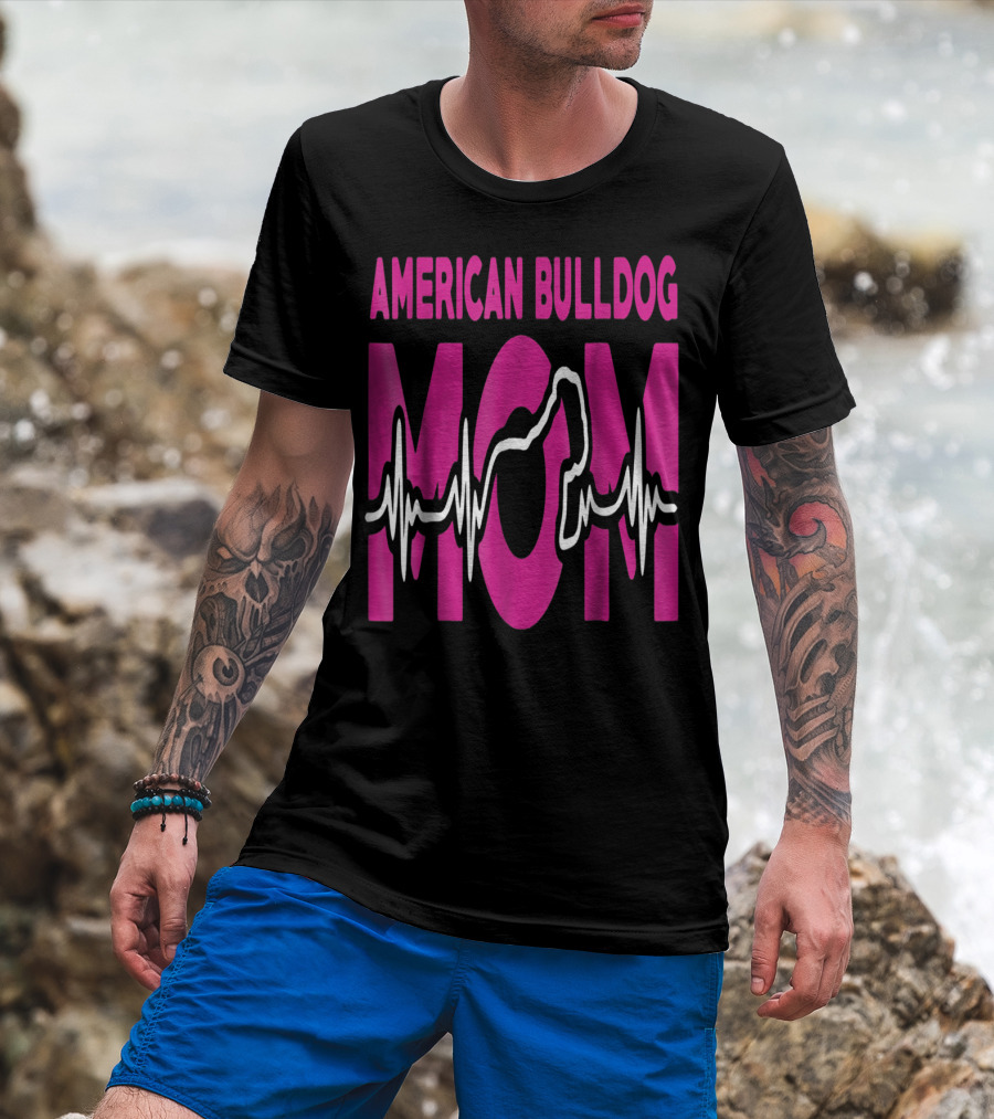 American Bulldog Mom Heartbeat T-Shirt